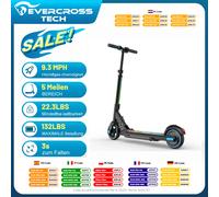 EVERCROSS TECH EV06C Trottinette Électrique pour Enfants, 6,5'' Pliable, Jusqu'à 15 KM/H, Écran LED, Lumières Colorées BLUE