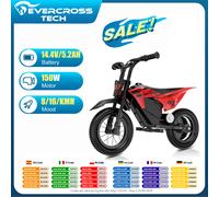EVERCROSS TECH EV13M - Moto Électrique Enfant 150W - 2 Vitesses (8/16 km/h) - Autonomie 12 km - Pneus 12" Tout-Terrain - Pour GARY-150W-14.4V-5.2AH
