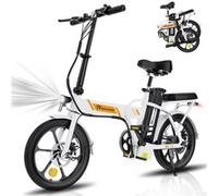 TECH Vélo électrique Gros Pneus 16 EK5- Batterie amovible 36V 8.4Ah Moteur 250W 7-Vitesse Freins Double Adulte - Blanc