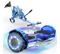 EVERCROSS XP9 Hoverboards avec Siège 6,5'', Overboard avec Hoverkart pour Enfant, Hoverboards avec Musique Bluetooth et Lumières LED, 4 AH Batterie, Max 15 km/h, 7KG Overboard avec 5,6KG Overkart