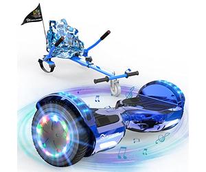 EVERCROSS XP9 Hoverboards avec Siège 6,5 Pouces, Bluetooth et Lumières LED | Overboard avec Hoverkart pour Enfant, Longueur d'assise 70-90 cm, jusqu’à 15 km/h, Batterie 4 Ah, Charge 20-100 kg