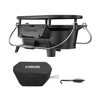 Everdure Barbecue à Charbon de Bois Portable - Grille et Housse en Fonte Émaillée - Poêle de Table Durable, Petit Réchaud de Camping