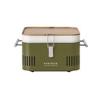 Everdure by Heston Blumenthal Cube Barbecue à charbon portable - Barbecue de voyage compact avec plateau en bambou, grille chromée, foyer en porcelaine émaillée et poignées froides au toucher