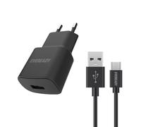 Eveready - Chargeur Secteur pour Smartphone et Tablette - 12W - 1 Port USB-A - Prise EU. Cable Micro-USB Inclus
