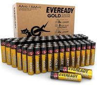 Eveready Gold de Energizer - Piles AAA et AA (Lot de 80) Pile Alcalines 1,5V - pour Les appareils du Quotidien - Emballage 0% Plastique - Conservation 10 Ans