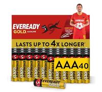 Eveready Gold de Energizer - Piles AAA (Lot de 40) - Alcaline 1,5V - Énergie Longue durée - Idéales pour Les appareils du Quotidien - Emballage 100% Recyclable - Conservation 10 Ans
