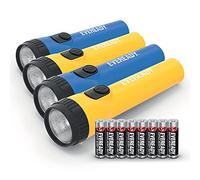 Eveready Lampe de Poche, Lampe Torche LED ultra puissante, Longue Autonomie, Piles Incluses, Lot de 4, Jaune et Bleu [Exclusivité Amazon]