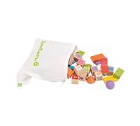 EverEarth 80 Briques en Bois Durable - Jeu de Briques colorées pour stimuler la créativité et la motricité Fine - Jouet éducatif écologique pour Enfants - EE33726