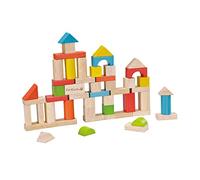 Everearth - EE32569 - Jouet de Premier Age - Seau de 50 Cubes en Bois - Couvercle Jeu Assemblage