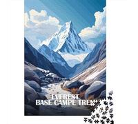 Everest Base Camp Trek Nepal Puzzle Adulte De 1000 Pièces, 38x26cm/1000pcs, pour Progresser À Son Propre Rythme; Carton Blanc avec Une Surface Lisse