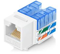 Everest Media Solutions EasyJack (B094WB91H3) Lot de 10 prises Keystone CAT5e coudées à 90° Blanc - Connecteur femelle RJ45 à profil mince - Compatible avec l'outil de terminaison à vitesse coudée à