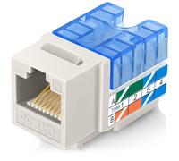 Everest Media Solutions EasyJACK (B094WB91H3) Lot de 10 prises Keystone CAT5e coudées à 90° en amande légère Connecteur Ethernet RJ45 à profil mince Compatible avec l'outil de terminaison de vitesse