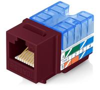 Everest Media Solutions EasyJack (B094WB91H3) Lot de 10 prises Keystone CAT5e coudées à 90° Rouge - Connecteur Ethernet RJ45 à profil mince - Compatible avec l'outil de terminaison à vitesse coudée à