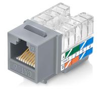 Everest Media Solutions EasyJack (B094WB91H3) Lot de 10 prises Keystone CAT6/5e coudées à 90° Gris - Connecteur Ethernet RJ45 à profil mince - Compatible avec l'outil de terminaison de vitesse coudé à