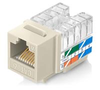 Everest Media Solutions EasyJack (B094WB91H3) Lot de 10 prises Keystone CAT6/5e coudées à 90° Ivoire - Connecteur Ethernet RJ45 à profil mince - Compatible avec l'outil de terminaison de vitesse coudé