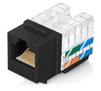 Everest Media Solutions EasyJACK (B094WB91H3) Lot de 10 prises Keystone CAT6/5e coudées à 90° Noir - Connecteur Ethernet RJ45 à profil mince - Compatible avec l'outil de terminaison de vitesse coudé à