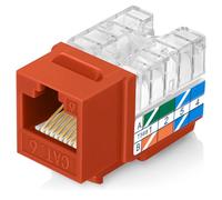 Everest Media Solutions EasyJack (B094WB91H3) Lot de 10 prises Keystone CAT6/5e coudées à 90° Orange - Connecteur Ethernet RJ45 à profil mince - Compatible avec l'outil de terminaison de vitesse coudé