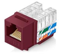 Everest Media Solutions EasyJack (B094WB91H3) Lot de 10 prises Keystone CAT6/5e coudées à 90° Rouge - Connecteur Ethernet RJ45 à profil mince - Compatible avec l'outil de terminaison de vitesse coudé