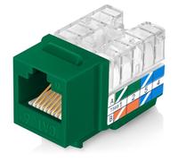 Everest Media Solutions EasyJack (B094WB91H3) Lot de 10 prises Keystone CAT6/5e coudées à 90° Vert - Connecteur Ethernet RJ45 à profil mince - Compatible avec l'outil de terminaison de vitesse coudé à