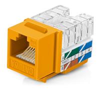 Everest Media Solutions EasyJack (B094WB91H3) Lot de 10 prises Keystone CAT6A coudées à 90° Jaune - Connecteur Ethernet RJ45 à profil mince - Compatible avec l'outil de terminaison à vitesse coudée à