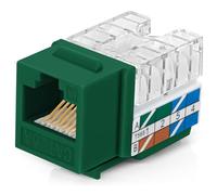 Everest Media Solutions EasyJack (B094WB91H3) Lot de 10 prises Keystone CAT6A coudées à 90° Vert - Connecteur Ethernet RJ45 à profil mince - Compatible avec l'outil de terminaison à vitesse coudée à