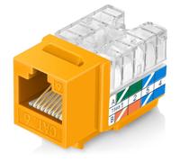 Everest Media Solutions EasyJack (B094WB91H3) Lot de 10 prises Keystone coudées à 90° Jaune - Connecteur Ethernet RJ45 à profil mince - Compatible avec l'outil de terminaison à vitesse coudée à 90° -