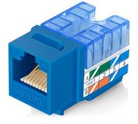 Everest Media Solutions EasyJack (B094WB91H3) Lot de 20 prises Keystone CAT5e coudées à 90° Bleu - Connecteur Ethernet RJ45 à profil mince - Compatible avec l'outil de terminaison à vitesse coudée à