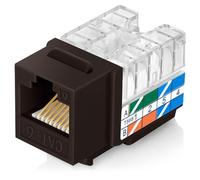 Everest Media Solutions EasyJack (B094WB91H3) Lot de 50 prises Keystone CAT6/5e coudées à 90° Marron - Connecteur Ethernet RJ45 à profil mince - Compatible avec l'outil de terminaison à vitesse coudée