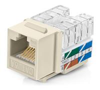 Everest Media Solutions EasyJack (B094WB91H3) Lot de 50 prises Keystone CAT6A coudées à 90° en ivoire - Connecteur Ethernet RJ45 à profil mince - Compatible avec l'outil de terminaison de vitesse