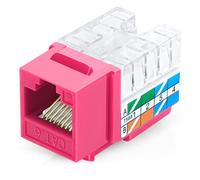 Everest Media Solutions EasyJack (B094WB91H3) Lot de 50 prises Keystone coudées à 90° Rose - Connecteur Ethernet RJ45 à profil mince - Compatible avec l'outil de terminaison de vitesse coudé à 90° -