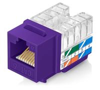 Everest Media Solutions EasyJack (B094WB91H3) Lot de 50 prises Keystone coudées à 90° Violet - Connecteur Ethernet RJ45 à profil mince - Compatible avec l'outil de terminaison de vitesse coudé à 90° -