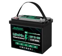 EverExceed Batterie Lithium 12V 100Ah avec BMS 100A Intégré, Batterie Lifepo4 1280Wh avec Protection Contre les Basses Températures, Idéale pour les Yachts, Les Bateaux