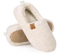 EverFoams - Pantoufles en mousse à mémoire de forme en fausse laine pour femme Blanc crémeux, 40/41 EU