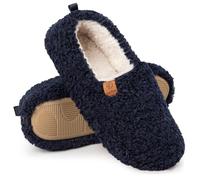 EverFoams - Pantoufles en mousse à mémoire de forme en fausse laine pour femme bleu marine, 36/37 EU