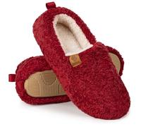 EverFoams - Pantoufles en mousse à mémoire de forme en fausse laine pour femme rouge vin, 38/39 EU