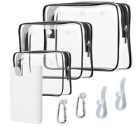 Everfunny Lot de 3 sacs fourre-tout de plage transparents avec 2 crochets d'insertion, accessoires pour sacs Bogg de voyage, maquillage, articles de toilette, organisateur de pinceaux de toilette