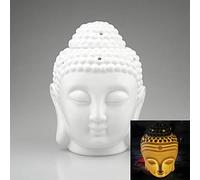 EVERGD - Statue en céramique en forme de tête de Bouddha pour aromathérapie ou salle de méditation 15 x 10 cm (blanc)
