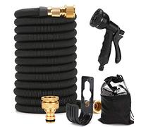 EVERGD Tuyau d'arrosage extensible 3 couches en latex léger et amélioré connecteurs en laiton massif de 19 cm et 12 cm tuyau d'arrosage flexible antitorsion avec 8 fonctions de pulvérisation (25 m)