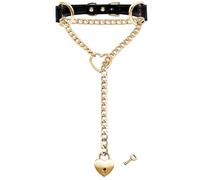 EverGlimp Collier ras du cou noir fait à la main pour femme, collier long avec boucle réglable et cadenas en forme de cœur avec clé, Simili cuir