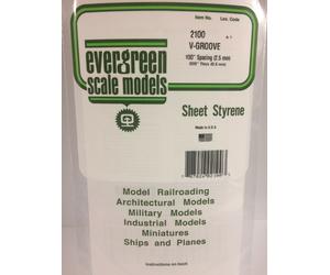 Evergreen EV2100 Feuille 0,50Mm Rainure En V 2,5Mm Modélisme