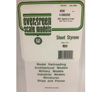 Evergreen EV4040 Feuille 1mm Fente À V 1mm Modélisme