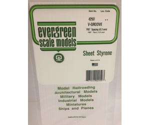 Evergreen EV4250 Feuille 1mm Fente À V 6,3mm Modélisme