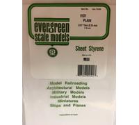 Evergreen EV9101 Polystyrène Blanc 20x53cm Spess. 0,25mm (8pz) Modélisme