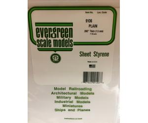 Evergreen EV9106 Polystyrène Blanc 20x53cm Épaisseur 1,5mm (2pz) Modélisme
