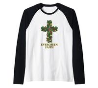 Evergreen Faith Croix Pomme de pin Ornements Décoration de Noël Manche Raglan