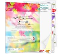 Evergreen Goods 100 Feuilles A4 de Papier Autocollant Blanc Mat | Impression Jet d'Encre et Laser | Papier Dos Adhésif | Applications Graphiques et Étiquetage HD
