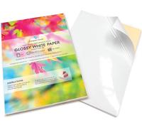 Evergreen Goods 100 Sheets White Gloss Self Adhesive Paper A4 Customizable Printer Paper For Inkjet And Laser Printers Sheets For Craft Projects And Labeling