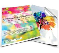 Evergreen Goods 20 Sheets A4 Glossy Silver Waterproof Vinyl Paper Inkjet And Laser Printable Self-Adhesive Labels Metallic Pearlescent Print Paper Stickers