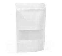 Evergreen Goods 50pcs Papier kraft blanc Sacs alimentaires (140 x 220 mm) | Soi debout, Réutilisable fermeture éclair avec Fenêtre mate | Refermable Sacs d'emballage pour Grain de café
