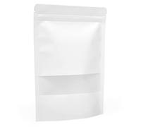 Evergreen Goods 50pcs Papier kraft blanc Sacs alimentaires (170x240mm) | Soi debout, Réutilisable fermeture éclair avec Fenêtre mate | Refermable Sacs d'emballage pour Grain de café